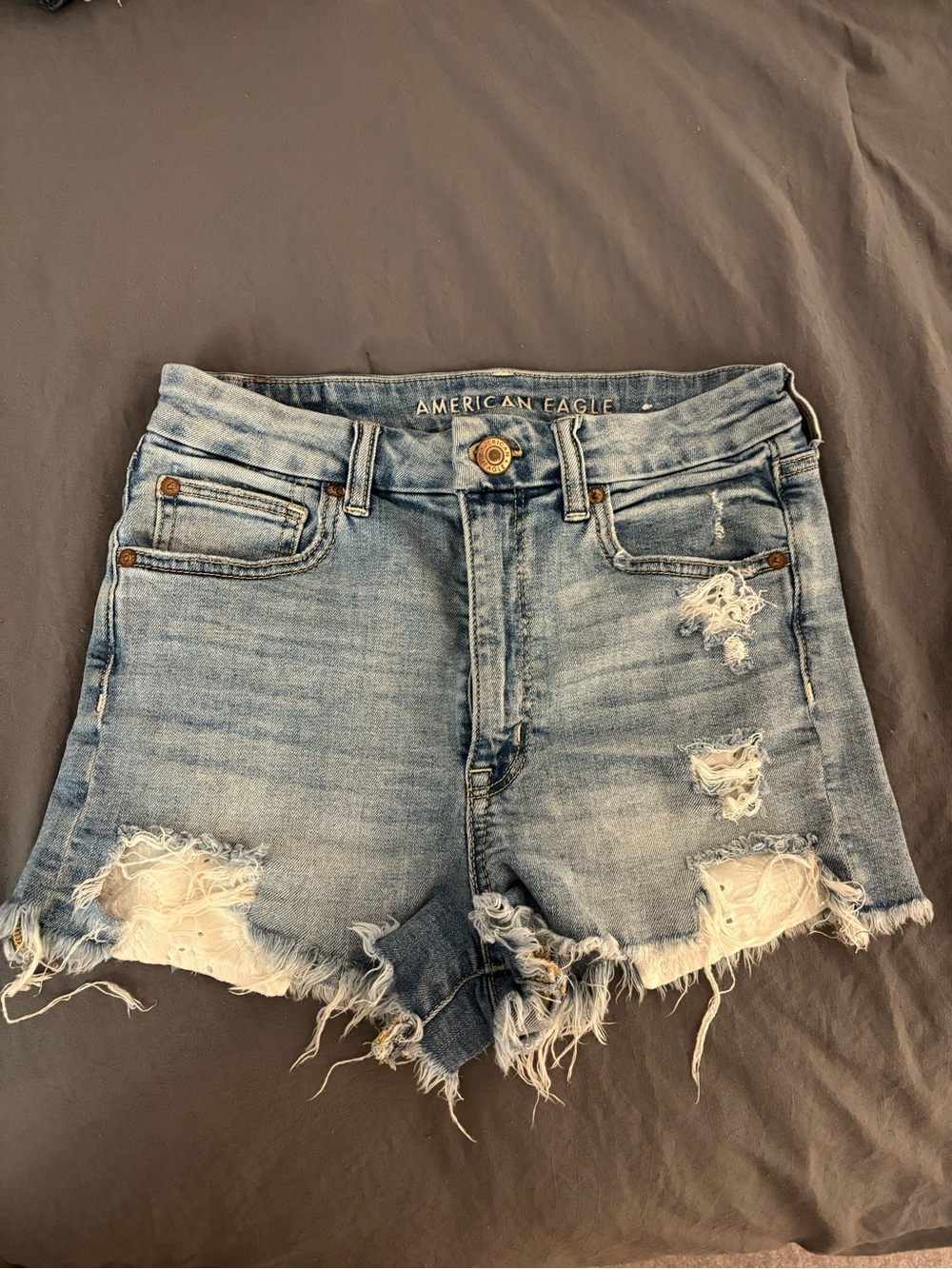 American Eagle Outfitters Light Wash Distressed Denim Shorts
